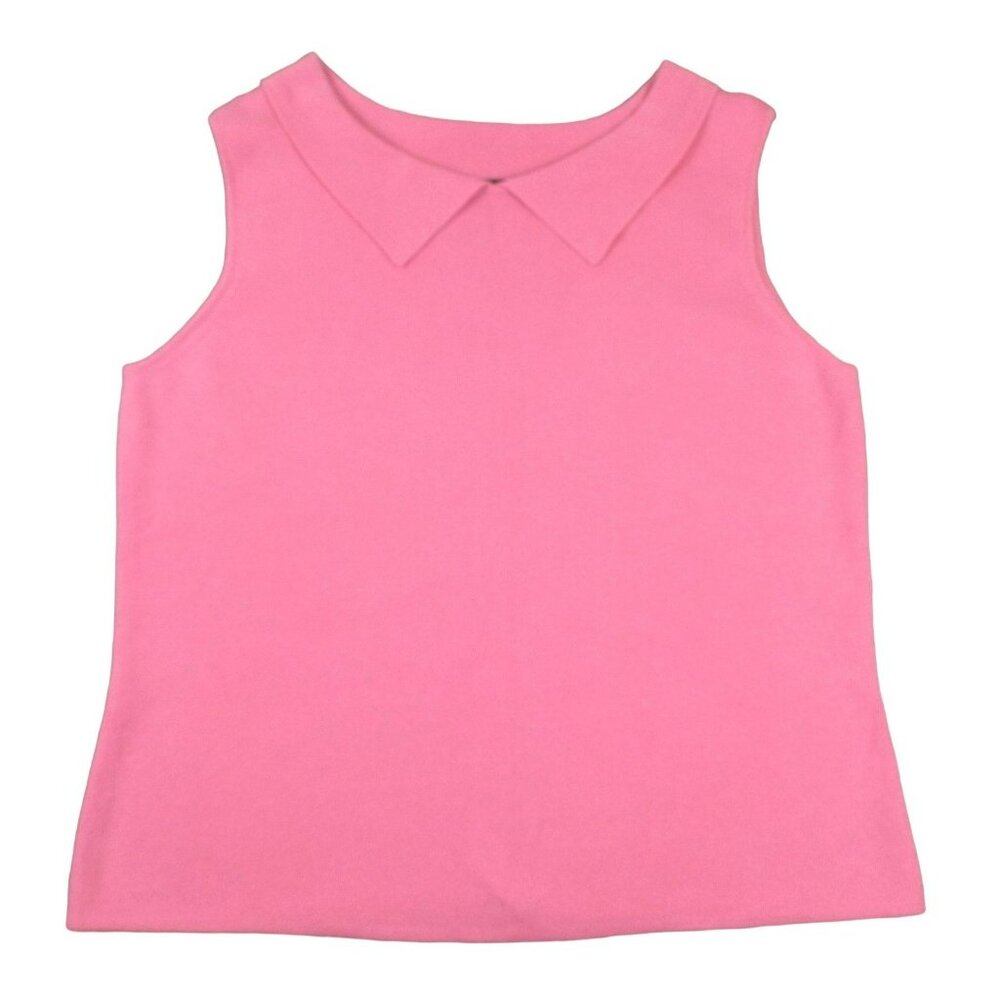Womens Bright Pink Sleeveless Collared Top V-Neck Cotton Blend Size XL    JH1115